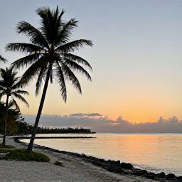 Caribbean Holidays, Quiet Birdwatching, Calm Caribbean shoreline at sunset with palm trees, quiet water and natural scenery, destination travel photograph