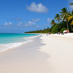 Caribbean Holidays, Quiet Caribbean Cruises, A secluded Caribbean beach with soft white sand, clear water, palm trees and only a few visitors
