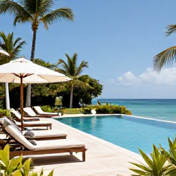 Caribbean Holidays, Quiet Caribbean Holidays, An elegant boutique Caribbean hotel surrounded by tropical gardens, with a quiet pool, shaded loungers and ocean views