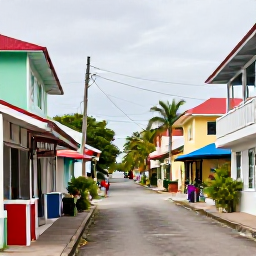 Caribbean Holidays, Quiet Family Holidays, A relaxed family exploring a colourful Caribbean village with local shops, friendly residents, tropical plants and quiet streets