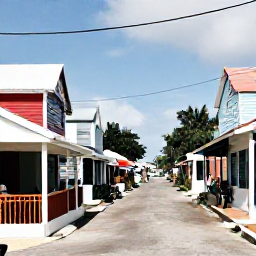 Caribbean Holidays, Quiet Solo Holidays, A peaceful Caribbean village street with colourful buildings, local caf&eacute;s and a relaxed solo visitor exploring