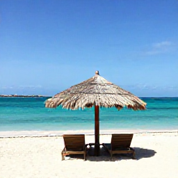 Caribbean Holidays, Quiet Spa Breaks, A quiet white-sand Caribbean beach with a shaded sun lounger, turquoise water and very few people