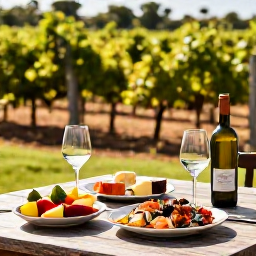 Caribbean Holidays, Quiet Wine Tasting, A peaceful Caribbean vineyard lunch with grilled seafood, fresh fruit, local cheese and wine served at a rustic table surrounded by greenery