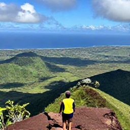 Caribbean Holidays, Rainforest Hiking, A panoramic view from a Caribbean rainforest ridge across green volcanic valleys towards the blue sea