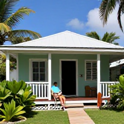 Caribbean Holidays, Relaxing Caribbean Holidays, A welcoming small Caribbean guesthouse with a veranda, tropical garden and traveller relaxing with a book