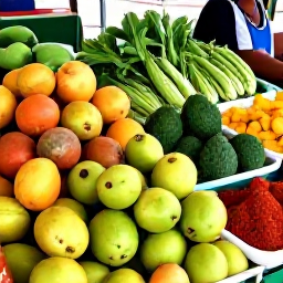 Caribbean Holidays, Relaxing Cooking Holidays, A colourful Caribbean market with fresh fruit, vegetables, herbs and spices on display