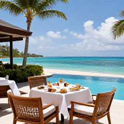 Caribbean Holidays, Relaxing Honeymoons, An elegant Caribbean beachfront resort with a private terrace, ocean view and breakfast for two, bright relaxed setting