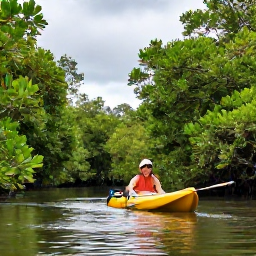 Caribbean Holidays, Safari Sporting Holidays, Travellers kayaking along calm mangrove waterways surrounded by lush Caribbean vegetation and bright tropical birds