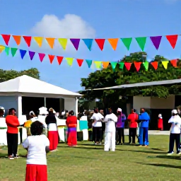 Caribbean Holidays, Saint Barth Culture, Traditional Saint Barth&eacute;lemy festival with colourful decorations, local musicians and residents enjoying an outdoor celebration