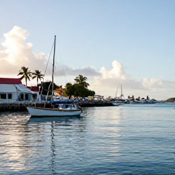Caribbean Holidays, Saint Barth Fishing, A bright March morning at Gustavia harbour in Saint Barth&eacute;lemy, with small fishing boats, calm blue water and palm trees