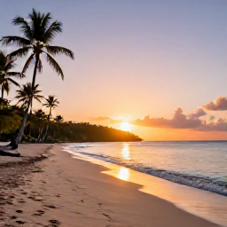 Caribbean Holidays, Saint Barth Instagram, A scenic September sunset at Shell Beach in Saint Barth&eacute;lemy, with smooth golden sand, calm turquoise water and silhouetted palm trees