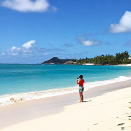 Caribbean Holidays, Saint Barth Instagram, Bright turquoise sea and white sand at Gouverneur Beach in Saint Barth&eacute;lemy, with a traveller taking a coastal photograph in March sunshine