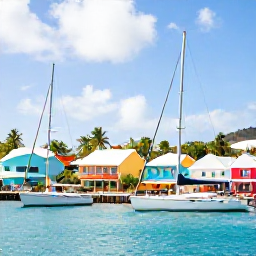 Caribbean Holidays, Saint Barth Instagram, Colourful Gustavia harbour in Saint Barth&eacute;lemy with yachts, pastel buildings and a sunny March morning sky