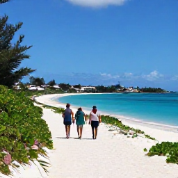 Caribbean Holidays, Saint Barth Walking, Travellers walking along a sunny coastal path towards a secluded white-sand beach on Saint Barth&eacute;lemy
