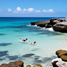 Caribbean Holidays, Saint Barth&eacute;lemy Beaches, Snorkeller exploring clear Caribbean water beside a rocky Saint Barth&eacute;lemy cove in March