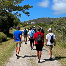 Caribbean Holidays, Saint Barthelemy Birdwatching, Friendly expert guide leading a small birdwatching group along a scenic Saint Barthelemy trail in March