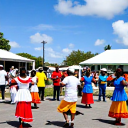Caribbean Holidays, Saint Barthelemy Culture, Colourful traditional festival in Gustavia, Saint Barth&eacute;lemy, with local musicians, dancers and visitors enjoying a sunny March afternoon