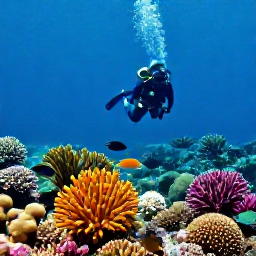 Caribbean Holidays, Saint Barth&eacute;lemy Diving, Colourful Caribbean coral reef with tropical fish and a scuba diver near Saint Barth&eacute;lemy