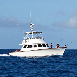 Caribbean Holidays, Saint Barthelemy Fishing, Anglers casting lines from a well-equipped charter boat in deep blue Caribbean water near Saint Barthelemy