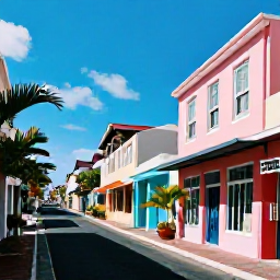Caribbean Holidays, Saint Barth&eacute;lemy Instagram Hotspots, A colourful street in Gustavia, Saint Barth&eacute;lemy, with pastel walls, tropical plants, boutique shopfronts and bright November daylight