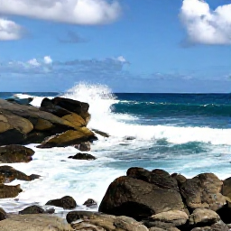 Caribbean Holidays, Saint Barthelemy Instagram Hotspots, A dramatic coastal scene at Anse de Grand Fond in Saint Barthelemy with rugged rocks, rolling Atlantic waves and blue sky