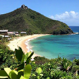 Caribbean Holidays, Saint Barth&eacute;lemy Instagram Hotspots, An elevated view over Colombier Beach in Saint Barth&eacute;lemy, with turquoise sea, green hills and a sandy bay in clear November sunshine