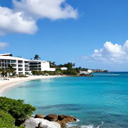 Caribbean Holidays, Saint Barthelemy Luxury, A stylish luxury hotel overlooking a turquoise Caribbean bay in Saint Barthelemy during July