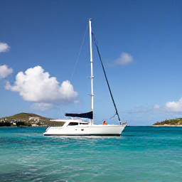 Caribbean Holidays, Saint Barthelemy Luxury, Couple sailing on a private yacht beside the green coastline of Saint Barthelemy on a bright June day