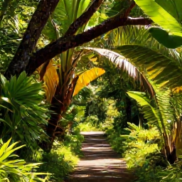 Caribbean Holidays, Saint Barthelemy Nature, A quiet tropical trail through lush Saint Barthelemy vegetation in warm May sunshine