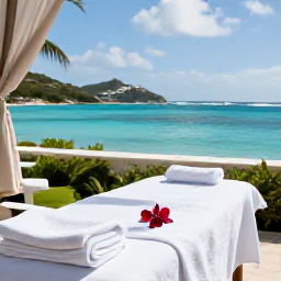 Caribbean Holidays, Saint Barth&eacute;lemy Spa, Relaxing spa treatment overlooking a turquoise Caribbean bay on Saint Barth&eacute;lemy