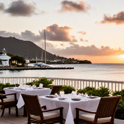 Caribbean Holidays, Saint Barth&eacute;lemy Spa, Sunset dining terrace overlooking the harbour in Gustavia, Saint Barth&eacute;lemy