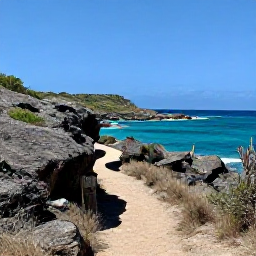 Caribbean Holidays, Saint Barth&eacute;lemy Walking, A scenic coastal walking trail on Saint Barth&eacute;lemy with turquoise sea, rocky headlands, dry tropical vegetation and a clear blue November sky