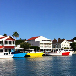 Caribbean Holidays, Saint Barthelemy Wine, Sunlit Saint Barth&eacute;lemy harbour with colourful boats, palm trees and elegant waterfront buildings in February