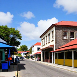 Caribbean Holidays, Saint Kitts Backpacking, Colourful streets and historic stone buildings in Basseterre, Saint Kitts, with local market life and tropical sunshine