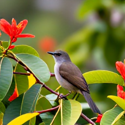 Caribbean Holidays, Saint Kitts Birdwatching, Tropical birds perched among flowering plants in a peaceful Saint Kitts garden