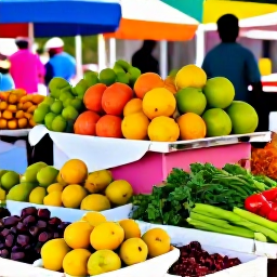 Caribbean Holidays, Saint Kitts Cooking, Colourful Caribbean market in Basseterre, Saint Kitts, with fresh fruit, vegetables, herbs and spices on sunny stalls