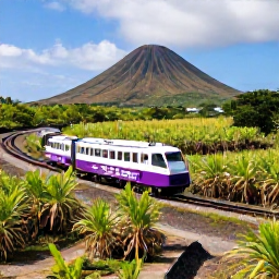 Caribbean Holidays, Saint Kitts Cruises, The St Kitts Scenic Railway travelling through lush sugar cane fields beneath volcanic hills and beside the Caribbean coast