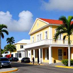 Caribbean Holidays, Saint Kitts Cruises, Visitors exploring colourful Basseterre streets near the cruise port, with historic buildings, palm trees and Caribbean sunlight