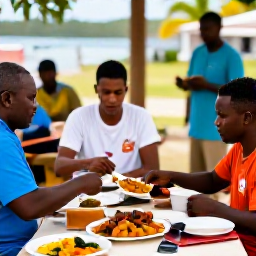 Caribbean Holidays, Saint Kitts Culture, Traditional Caribbean food being prepared at a relaxed outdoor gathering in Saint Kitts and Nevis