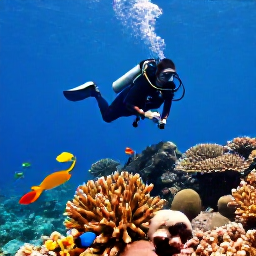 Caribbean Holidays, Saint Kitts Diving, Diver swimming above a colourful coral reef with tropical fish near Saint Kitts