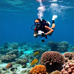 Caribbean Holidays, Saint Kitts Diving, Divers swimming above a shallow coral reef with tropical fish in the clear waters around Saint Kitts