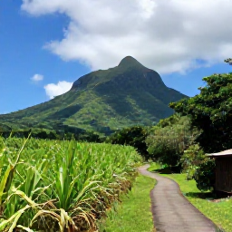 Caribbean Holidays, Saint Kitts June, Green Saint Kitts landscape in June with Mount Liamuiga, sugar cane fields, rainforest and a scenic walking trail