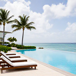 Caribbean Holidays, Saint Kitts Luxury, Elegant luxury beachfront resort on Saint Kitts with infinity pool, sun loungers, palm trees and calm turquoise water