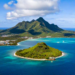 Caribbean Holidays, Saint Kitts Multi-Country, Aerial view of Saint Kitts and Nevis with green volcanic mountains, turquoise Caribbean water and a sailing boat between the islands