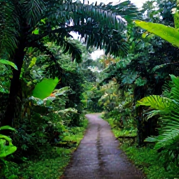Caribbean Holidays, Saint Kitts September, A lush green rainforest trail on Mount Liamuiga in Saint Kitts after a light September shower, with tropical foliage and soft morning light
