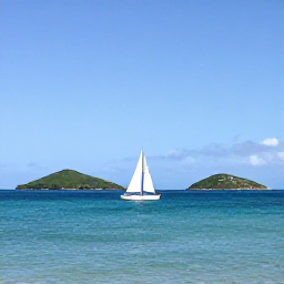 Caribbean Holidays, Saint Kitts Tours, A small boat sailing between Saint Kitts and Nevis on calm turquoise water, with both green islands visible in the distance