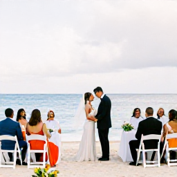 Caribbean Holidays, Saint Kitts Weddings, Happy wedding couple and their guests enjoying a relaxed Caribbean reception beside the sea on Saint Kitts