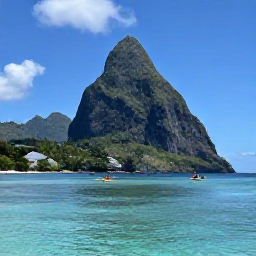 Caribbean Holidays, Saint Lucia Adventures, Kayakers and snorkellers enjoying clear turquoise water along Saint Lucia's tropical coastline near Soufri&egrave;re