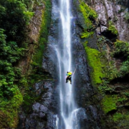 Caribbean Holidays, Saint Lucia Adventures, Visitors canyoning beneath a waterfall in the lush rainforest of Saint Lucia