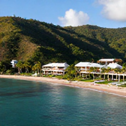 Caribbean Holidays, Saint Lucia All Inclusive, Aerial view of a Saint Lucia all-inclusive resort beside a calm turquoise Caribbean beach, palm trees and lush green hills